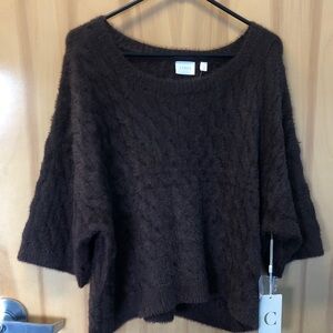 Cyrus Women's Dark Brown Cable Knit oversized Sweater